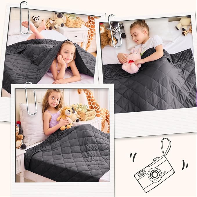 yescool Weighted Blanket 3 lb Small Weighted Lap Blanket for Boys and Girls, Cooling Weighted Throw Blankets Minky Heavy Blankets, for 20-45lbs, 36 * 48in