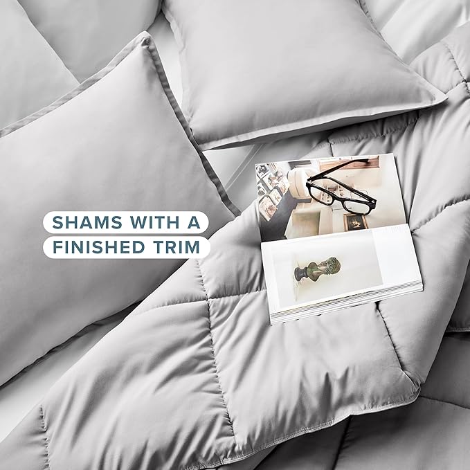 Bare Home Comforter Set - Twin/Twin Extra Long Size - Ultra-Soft - Goose Down Alternative - Premium 1800 Series - All Season Warmth (Light Grey)