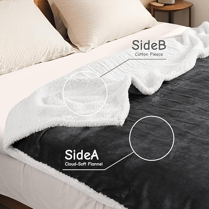 Electric Heated Blanket Full Size 72"x84", Soft Flannel with Overheat Protection, 6 Adjustable Heat Settings & 10-Hour Auto-Off Timer, Fast Heating for Winter Comfort, Dark Gray