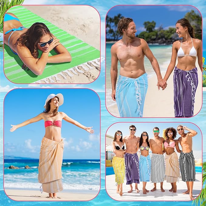 24 Pcs Turkish Beach Towel 30 x 60 Inch Extra Large Lightweight Travel Towel Cotton Turkish Bath Towels Oversized Quick Dry Beach Towels Absorbent Towels Swim Towel (Multicolor)