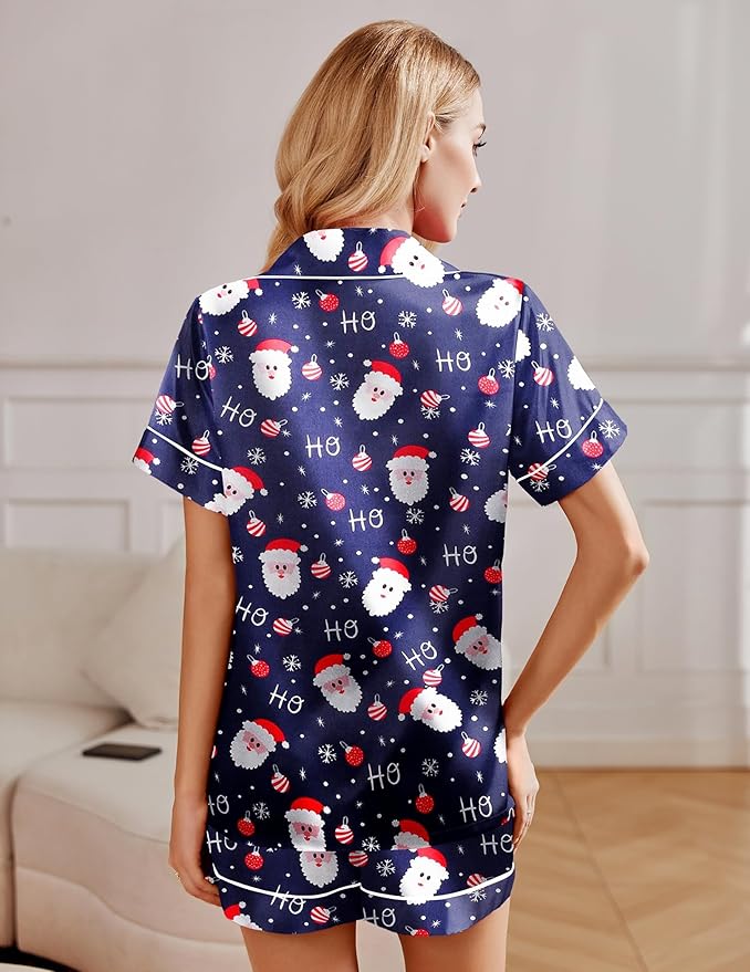 Ekouaer Pajamas for Women Set Silk Satin Pjs Shorts Sleepwear 2 Piece Loungewear S-XXL
