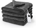 Sunbeam Electric Royal Luxe Microplush Heated Blanket, 12 Heat Settings, 12-Hour Auto Shut-Off, Fast Heating, Warm & Cozy, Machine Washable, Night Fog Color, Full (84" x 72")