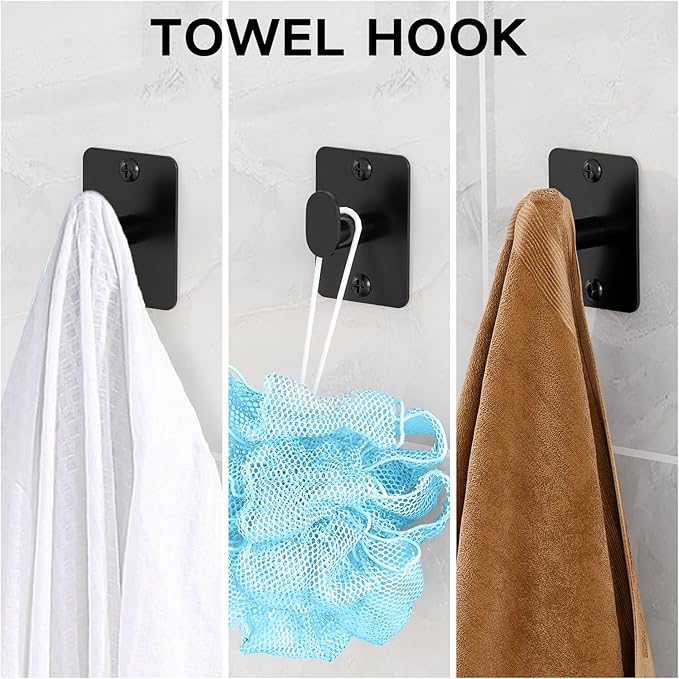20 Pieces Bathroom Hardware Set, Black Bathroom Accessories Set, 24 inch Towel Bar, Towel Racks for Bathroom, Robe Towel Hooks, Toilet Paper Holder Wall Mounted