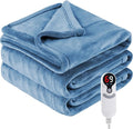 Electric Heated Blanket Full Size 72"x 84", Super Cozy Soft with 6 Heat Levels & 10 Hours Auto of, Quick Heating for Bedroom Living Room Machine Washable, Light Blue Grey