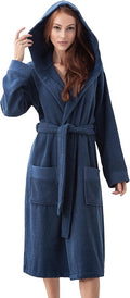 SEYANTE Organic Turkish Cotton Terry Hooded Kimono Bathrobe, Robe for Women