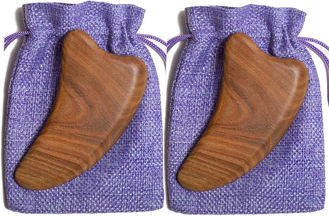 Gua Sha Tool for Face, 2 Pack Wooden Gua Sha Facial Tools Reduce Puffiness for Women - Green Sandalwood