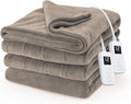 Sunbeam Electric Royal Luxe Microplush Heated Blanket, 12 Heat Settings, 12-Hour Auto Shut-Off, Fast Heating, Warm & Cozy, Machine Washable, Mushroom Color, King (90" x 100")