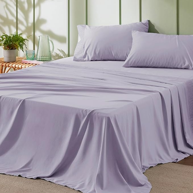 Bedsure Full Size Bed Sheets - 4 Pieces Soft Full Sheet Set - Breathable & Cooling - Hotel Luxury - Easy Care Polyester Microfiber Bedding for Women, Men, Lavender