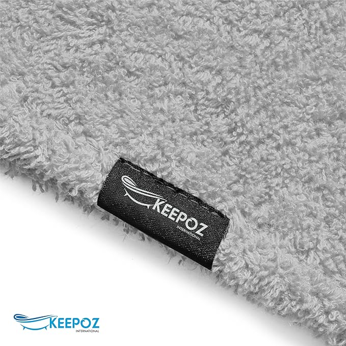 KEEPOZ Hair Towel Wrap Quick Dry 100% Cotton Super Absorbent Turban Head Wrap for Women with Button, Non Microfiber Anti Frizz Hair Products, Hair Cap for Curly, Long Hair (Grey, 1 Pc)