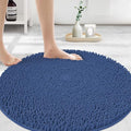 MAYSHINE Round Area Rug Set for Bathroom | Soft Plush Chenille Bath Mat, Water Absorbent Non-Slip Bathroom Rug | Washable Shag Carpet for Shower, Bedroom, or Home Décor | 36"x36" (Round) | Dark Blue