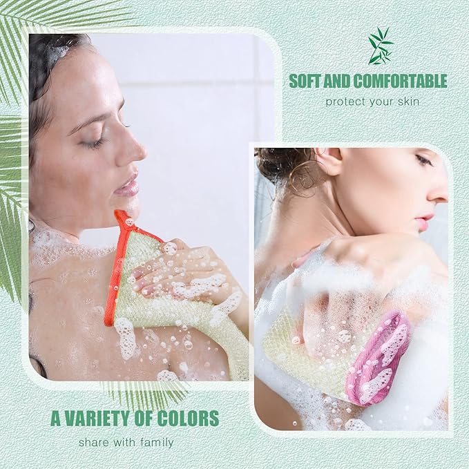 Tatuo 10 Packs Exfoliating Wash Cloths for Body and Face Facial Bath Scrub Soft Weave Loofah Towel Exfoliate Bath Towel Remove Dead Skin Wash Cloth for Women Man (Colorful Edge)