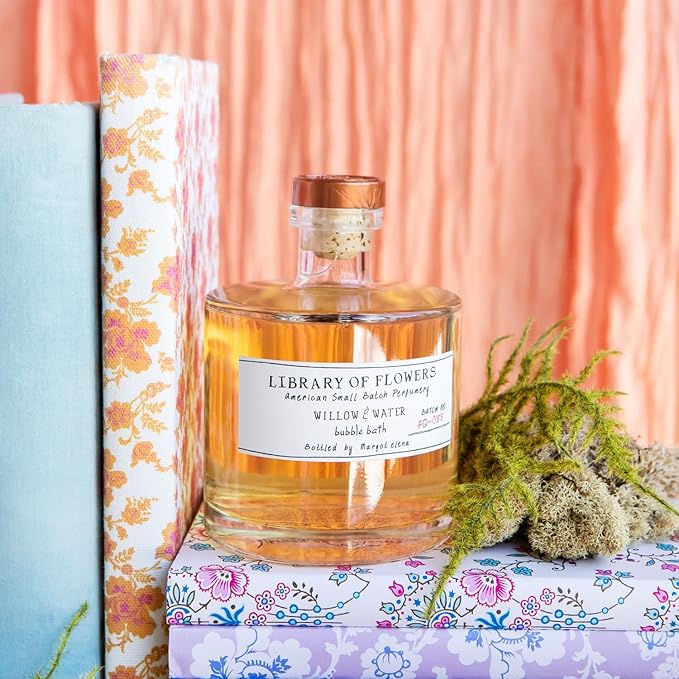 Library of Flowers Willow & Water Bubble Bath, 17 fl. oz., Cut Greens, Flowering Lotus & Watercress, Skin Hydrating & Deep Moisturizing, Avocado Oil & Green Tea, Relaxing Scented Bubbling Bath Soap