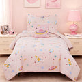 Twin Comforter Set for Girls - 3 Pieces Space Twin XL Bedding Set with 1 Comforter, 1 Decor Pillow, 1 Pillow Sham