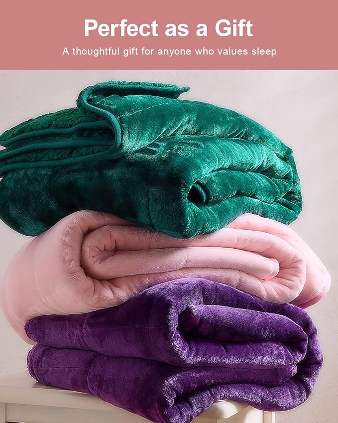 Super Fuzzy Soft Sherpa Fleece Weighted Blanket, 15 lbs Dual Sided Fluffy Heavy Weighted Blankets for Adults - No Bunching with Double Layers of Soft Inner Lining (60"x 80", 15 Pounds)
