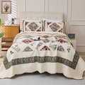 Cmfshape Floral Quilt Sets Bedspread Set 100% Cotton Patchwork Bedding Set,All Season Use Lightweight Reversible Coverlet Quilts with 2 Pillow Shams(King 106"x96")