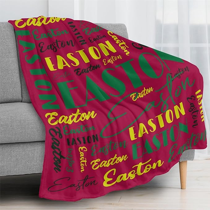 Name Blanket Personalized Blanket for Adult Kids Flannel Customize Throw Blanket Custom (Color 15, 60 x 80 Inches)