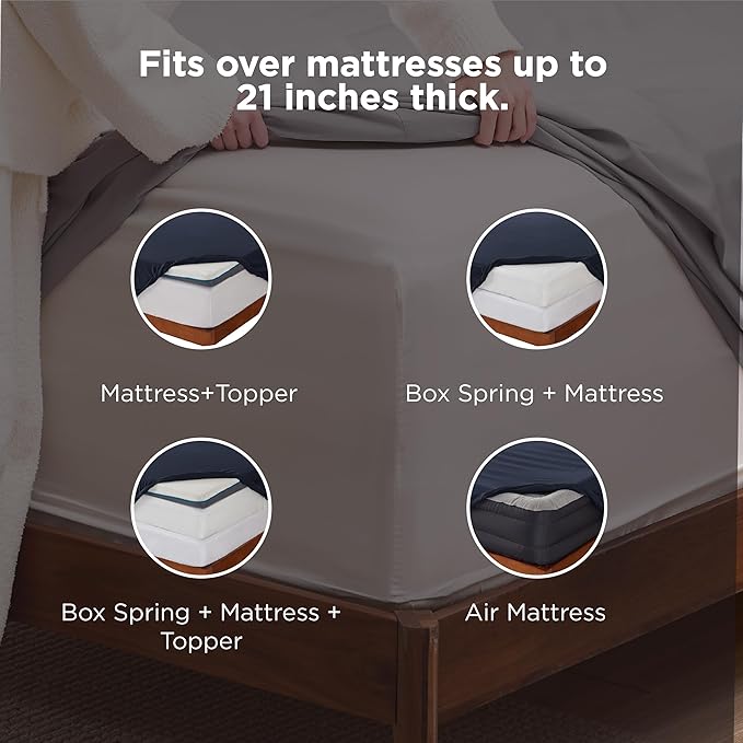 Bedsure Twin XL Sheets Dorm Bedding, GentleSoft Breathable Extra Long Twin Sheets & Pillowcases, Moisture Wicking Cooling, Deep Pocket Fits Mattress Up to 21 Inches Thick, Navy