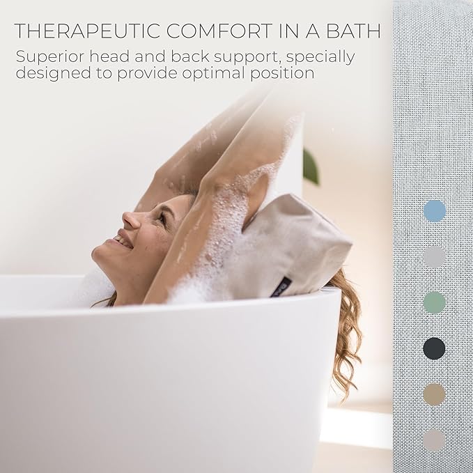 BADESOFA® Luxury Bath Pillow S - Ultra Comfortable & Quick-Drying Bath Back Pillow - Washable Full Body Bath Pillow for Bathtub - Therapeutic Head and Neck Support - Luxury Spa Cushion in Grey