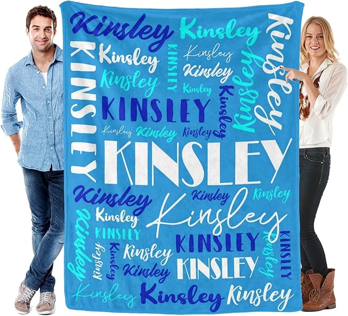 Name Blanket Personalized Blanket for Adult Kids Flannel Customize Throw Blanket Custom (Color 25, 60 x 80 Inches)