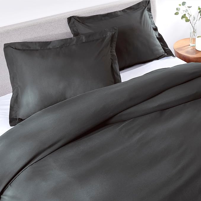 PeachSkinSheets Night Sweats: The Original 1500TC Soft King/Cali King Duvet Cover Set Graphite Gray