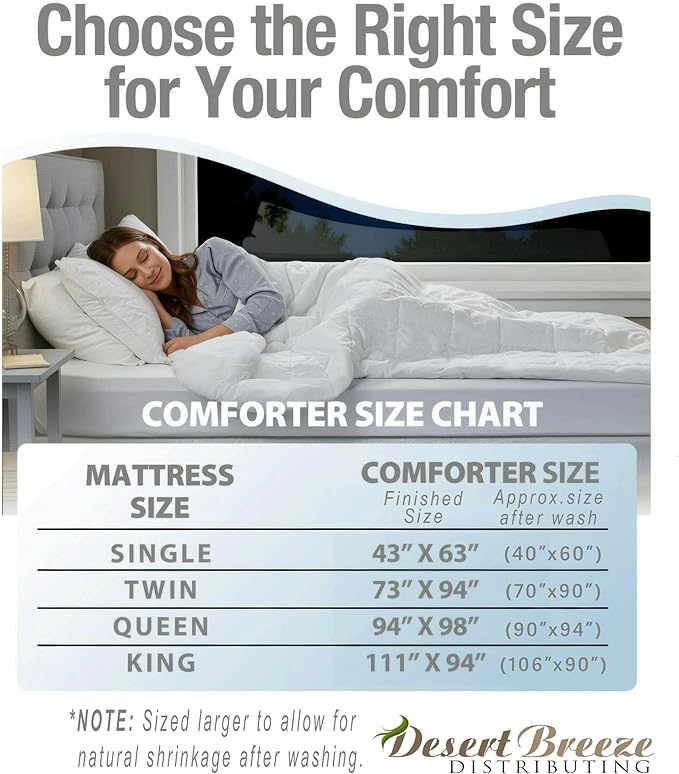 Cooling Comforter, 100% Viscose Fill, Cover: 60% Viscose, 40% Cotton, Lightweight Duvet Insert, Breathable Summer Quilt, Twin Size (73x94 Inches), Imported