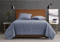 LONDON FOG Garment Washed Solid Quilt Set Blue Microfiber 3-Piece King Quilt Set, Solid Themed, Adult and Teen, Oeko-TEX Certified