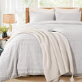 NEXHOME PRO Duvet Cover King Size, Light Grey 3 Pieces Boho Tufted Duvet Cover Set, Soft and Lightweight Microfiber Comforter Cover Set for All Season (Light Grey King, 104 x 90)-No Comforter