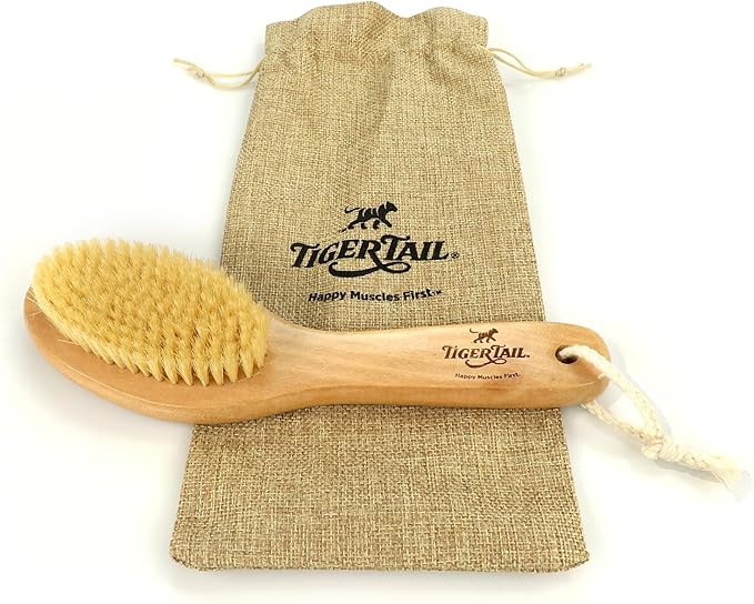 Tiger Tail Therapeutic Dry Brush for Body – Includes Carry Bag - Exfoliating Brush for Lymphatic Massage, Cellulite Appearance, Skin Rejuvenation, Dead Skin Cell Removal/Detox, Fascia Massage