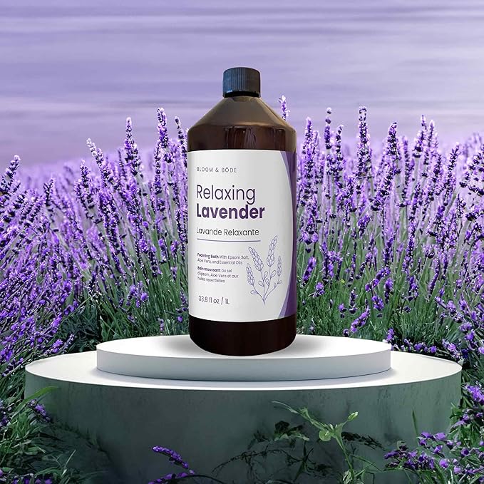 Luxury Foaming Bath - Natural Scented Bubble Bath with Essential Oils and Epsom Salt - Relaxing Lavender Scent, 33.8 fl oz / 1L