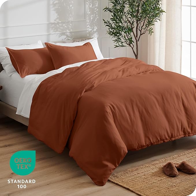 Bare Home Bedding Duvet Cover California King Size - Premium 1800 Super Soft Collection - Lightweight, Cooling - Soft Breathable Bedding Duvet Cover (Cal King, Terracotta)