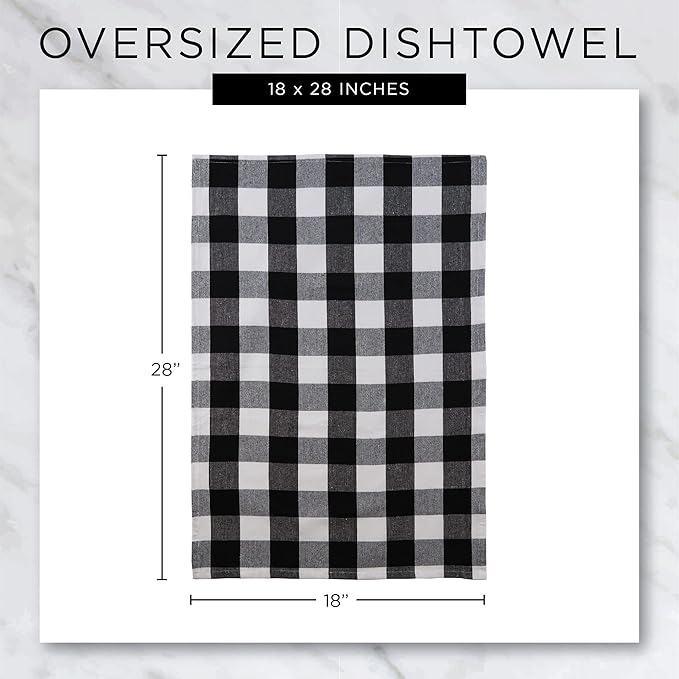 DII Halloween Collection Embellished Dishtowel Set, 18x28, Woven Check 3 Piece