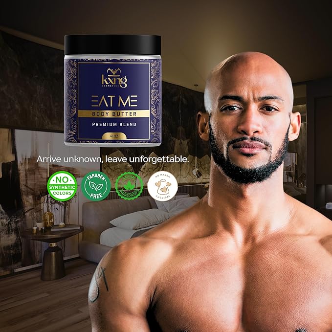KXNG Cosmetics, Body Butter, Organic Skin Care for Men and Women, Body Moisturizer Lotions and Creams, Raw Shea Butter, Cocoa Butter, Mango, Coconut Oil, Hand, Foot, All Skin Types (Eat Me 2)