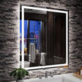 Amorho LED Mirror for Bathroom 28"x 32" with Front Light and Backlit, Stepless Dimmable, Shatter-Proof, Memory, 3 Colors, Wall Mount (Horizontal/Vertical)