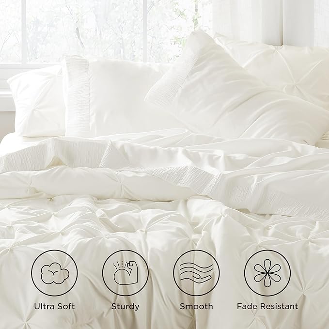 Bedsure California King Sheet Sets - 4 Pieces Soft Cal King Sheets - Breathable & Cooling - Hotel Luxury - Easy Care Polyester Microfiber Bedding for Women, Men, Ivory