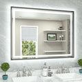 TETOTE 48 x 36 Bathroom LED Mirror Brushed Gunmetal Gray Frame Frontlit & Backlit Vanity Mirror Anti-Fog Stepless Dimmable 3 Colors White/Warm/Natural Wall-Mounted