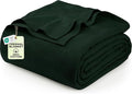 Utopia Bedding Forest Green 100% Cotton Blanket [King Size - 90x108 Inch] 350GSM Lightweight, Soft and Breathable Thermal Blanket for All Seasons