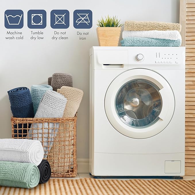 Madison Park Splendor Reversible 100% Cotton Tufted Bathroom Rug-3000 GSM Hotel Quality Luxurious Plush Medium Pile Bath Mat Absorbent, Quick Dry, Shower Room Décor, 17x24 Navy