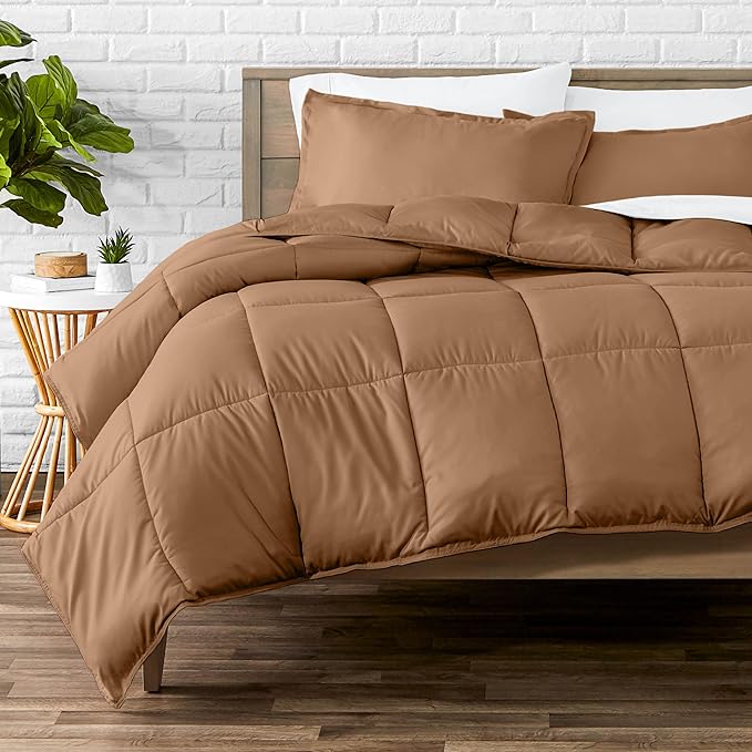 Bare Home Comforter Set - King/California King Size - Ultra-Soft - Goose Down Alternative - Premium 1800 Series - All Season Warmth (King/Cal King, Caramel)