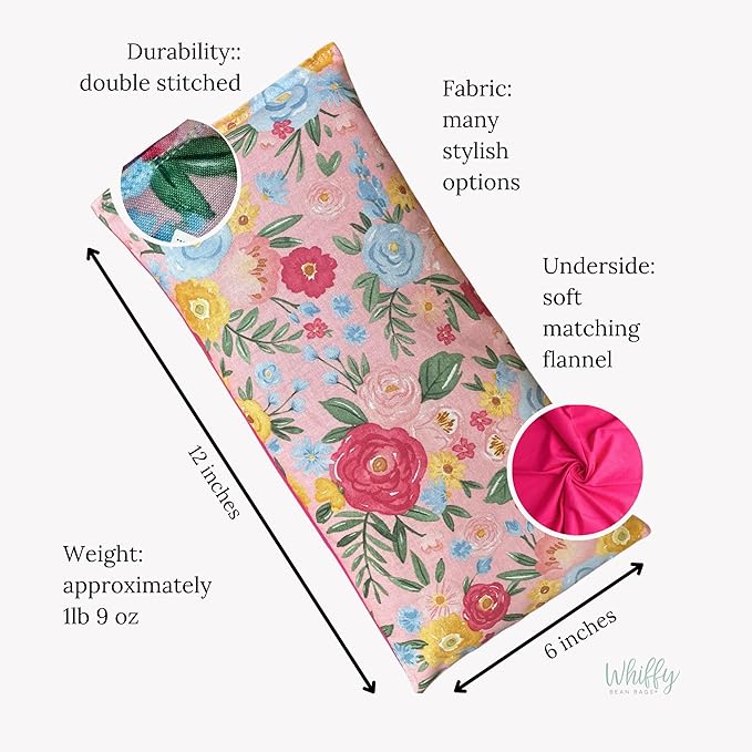 Large Microwave Heating Pad with Flax Seed, Scented or Unscented, Good for Back Pain or Cramps, Moist Heat Therapy or Ice Pack, Microwavable Bean Bag, 6" x 12" (Roses, Lavender)