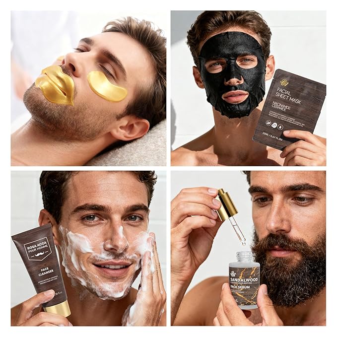 36 Pcs Christmas Gifts For Men, Sandalwood Bath & Body Gift Basket, Beard Grooming Set, Face Skin Care Kit, Men Home Spa Gift, Bath Bomb, Bear Oil, Birthday, Valentines, Father's Day, Dad, Anniversary