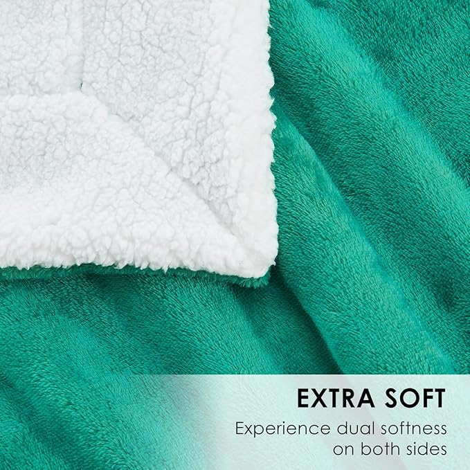 SOCHOW Sherpa Fleece Throw Blanket, Double-Sided Super Soft Luxurious Plush Blanket Twin Size, Malachite Green, 60x80 inches
