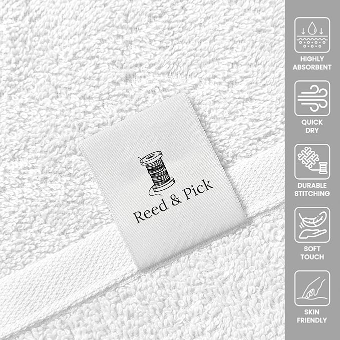Reed&Pick 24 Pack White Hand Towels 100% Cotton Spa Towels 16x26 inches Highly Absorbable Facial, Gym, Hair and Face Towels in Bulk