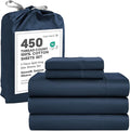 LANE LINEN Split Top King Sheets Sets for Adjustable Bed – 450 Thread Count 100% Cotton, Soft & Cooling Sateen Weave, 15” Deep Pocket Fully Elasticized Fitted Sheet, Premium Bedding, Estate Blue