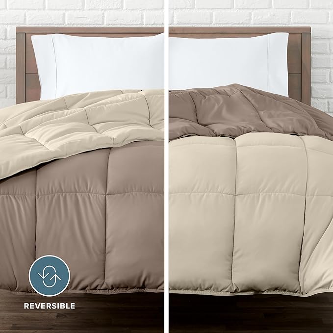 Bare Home Oversized King Comforter - Reversible Colors - Goose Down Alternative - Ultra-Soft - Premium 1800 Series - All Season Warmth - Bedding Comforter (Oversized King, Taupe/Sand)