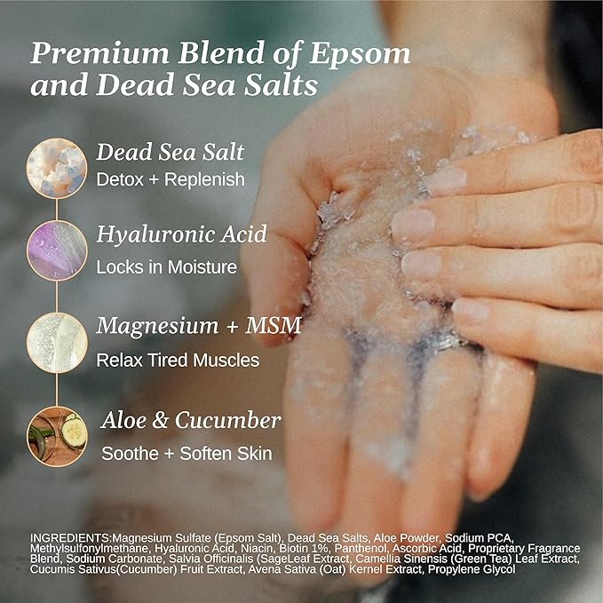 Relax Spa & Bath, Epsom & Dead Sea Salts, Aromatherapy Bath Salts for Hot Tub, Bath, or Spa, Infused with Magnesium, Joint Therapy