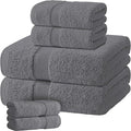 Gray Bath Towel Set of 6 - 100% Cotton Highly Absorbent Towels for Bathroom, 2 Luxury Bath Towels 650GSM, 2 Hand Towels, 2 Washcloths