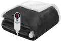 Electric Heated Blanket Throw Size 50"x60", Soft Flannel with Overheat Protection, 6 Adjustable Heat Settings & 3-Hour Auto-Off Timer, Fast Heating for Winter Comfort, Dark Gray