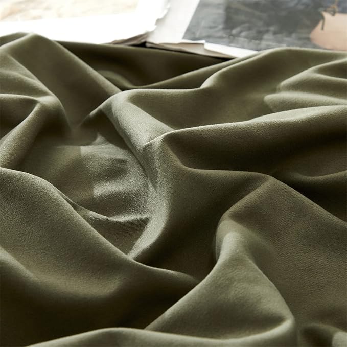 Cottonight Olive Green Bedding Set - Queen Size, Army Green Comforter, Blanket & Quilts - Modern, Soft, Breathable - 3 Piece Set for Women & Men