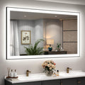 SMIROR 55x30 LED Bathroom Mirror with Black Frame Wall Mounted, Illuminated Vanity Mirrors with Lights, Dimmable, Anti-Fog, Memory, Shatterproof, ETL Listed (Front Lighted and Backlit)
