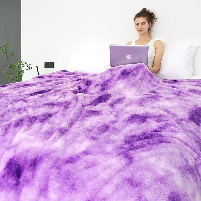 Fleece Throw Blanket Cozy Soft Lightweight Throw Blankets Warm Plush Purple Fall Blankets and Throws Couch Sofa Bed Camping Travel Picnic Outdoor Blanket Bedding Kid Baby Boys Girls Adults 60x80 in